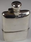 George V hallmarked silver hip flask with pull off cup and captive bayonet cap, Chester 1923,