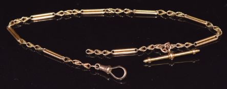 A c1900 9ct gold Albert / necklace made up of elongated and knotted links, 14.2g