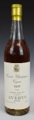Averys Grande Champagne Cognac 1906 vintage, bottled in June 1974, 65% proof