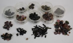 A large collection of rough uncut tourmaline