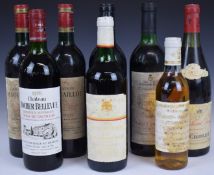 Eight bottles of mostly French wine including two bottles of Chateau Maucaillou Moulis 1985, Chateau