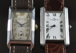 Two gentleman's mechanical wristwatches comprising Helvetia with blued Breguet hands, gold Arabic