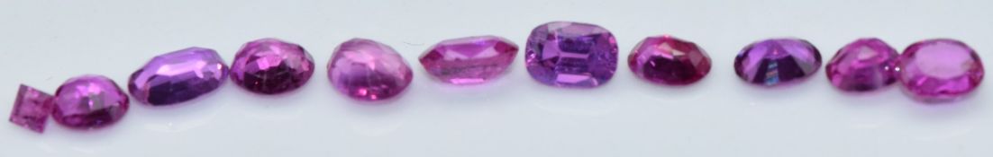 Eleven loose round, cushion and rectangle cut natural unheated Burmese rubies, total carat weight