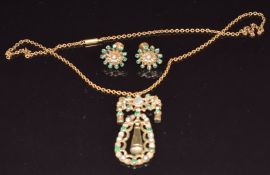 Austro Hungarian necklace set with seed pearls and paste, with similar earrings