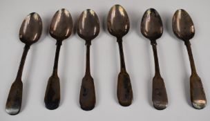William IV set of six hallmarked silver fiddle pattern teaspoons, London 1832, maker William Bateman