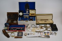 A collection of costume jewellery including Ciro necklace, faux pearls, cufflinks, Chrysanthemum