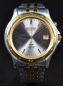 Seiko Kinetic SQ100 gentleman's wristwatch ref. 5M42-0B50 with date aperture, two-tone hands and