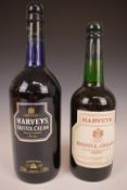 Two Harveys Bristol Cream Sherry, one 1ltr, 17.5% vol, the other 70cl