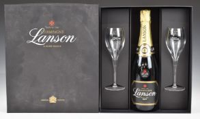 Lanson Champagne Brut, 75cl, 17.5% vol, in presentation box with two glasses