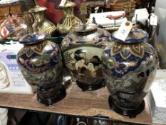 Three oriental style table lamps