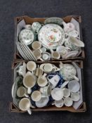 Two boxes of dinner ware, various tea china,