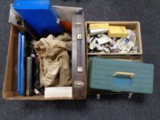 A quantity of artist's items including paint, case,