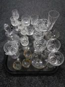 A tray of crystal, glass ware,
