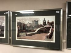 Norman Wade : Swing Bridge, Newcastle Upon Tyne, screenprint in colours, an artist's proof,