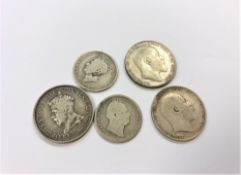 A William IV one shilling 1836, a George IV one shilling 1825,