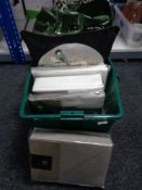 A box of new bedding by Kelly Hoppen, cushions,