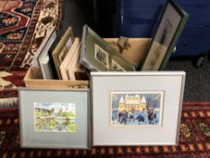 Contemporary Continental School : Children Playing Ice Hockey on a Frozen Lake with a Building