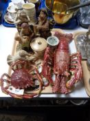 A tray of decorative ceramics,