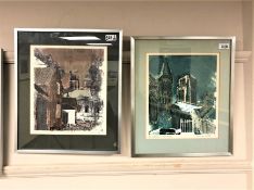 Norman Wade : Durham Cathedral, screenprint in colours, numbered 53/200,