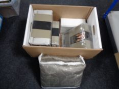 A box of new bedding and linen including Kelly Hoppen,