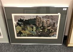 Norman Wade : Durham Castle, screenprint in colours, an artist's proof,