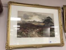 Harry Sticks : View across moorland, watercolour, signed, framed.