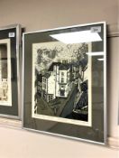 Norman Wade : Magdalen Steps, Durham, screenprint in colours, an artist's proof,