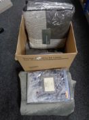 A box of Marks & Spencer cotton bed sets, Union Jack throw,