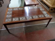 A Danish tiled topped coffee table