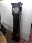 An early twentieth century painted longcase clock with two weights