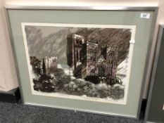 Norman Wade : Durham Cathedral, screenprint in colours, an artist's proof,