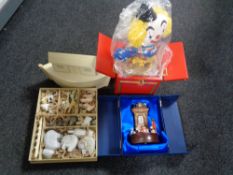 A carved wooden Noah's Ark set,