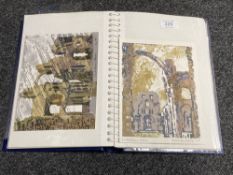 An album containing a collection of greeting cards,