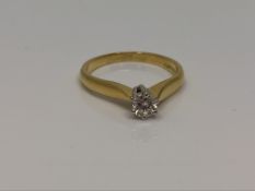 An 18ct gold solitaire diamond ring, approx. 0.2 carat, size N CONDITION REPORT: 3.