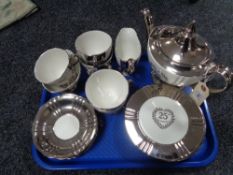 A mid century Royal Winton 25th Anniversary tea set (20)