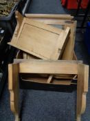 A box of a quantity of pine mirrors and stands