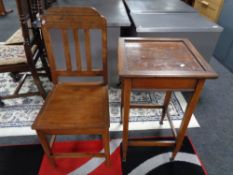 An Edwardian mahogany occasional table together with a further hardwood chair