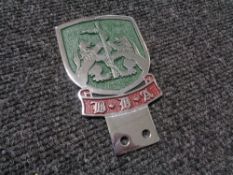A vintage motor car badge - BDA motorclub