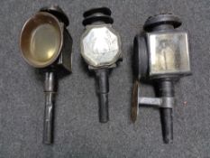 Three cast metal coach lamps