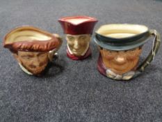Three large Royal Doulton character jugs - Drake,