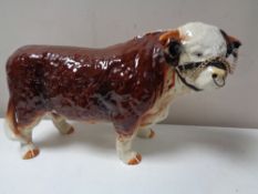 A large china model of a Hereford bull