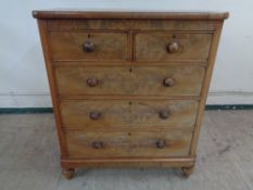 A Victorian mahogany chest of five drawers
