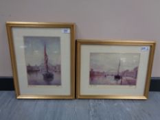 After Walter Holmes : Sailing Barge (With The Tyne Bridge Beyond), reproduction in colours, signed,