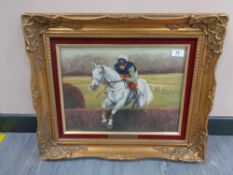 J L Auld : Desert Orchid, oil on canvas, signed, 30 cm x 40 cm, framed.