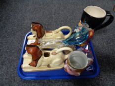 A tray of Tony Wood novelty teapots,