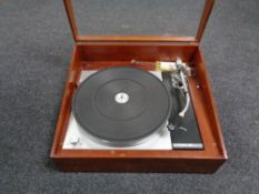 A Thorens TD-150 turntable together with a pair of Rogers teak cased speakers