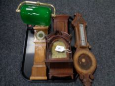 A tray of miniature wooden longcase clock, barometer for restoration,