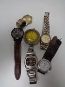 A bag of chrome cased pocket watch by Skrratt of Worcester, five wrist watches,