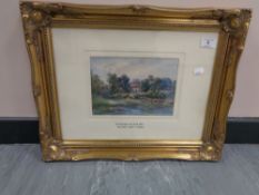 Walter Scott Wood (1867 - 1929) : Ovingham Village 1923, watercolour, signed, 16 cm x 22 cm, framed.