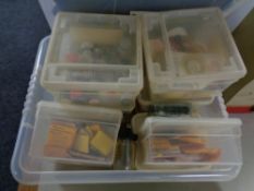 A box of a large quantity of model making paints,